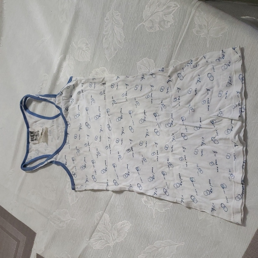 Ruehl No.925 Greenwich St. New York, NY blue and white tank top XS